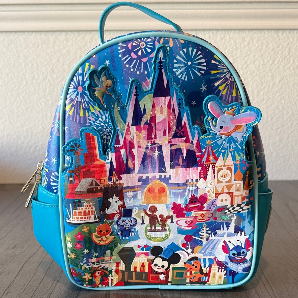 Disney Loungefly Backpack with Castle and Characters Design